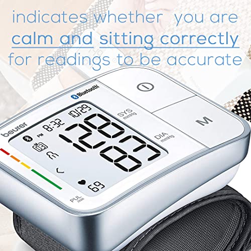 Beurer Bluetooth Smart, Wireless & Automatic Wrist Blood Pressure Monitor wit...