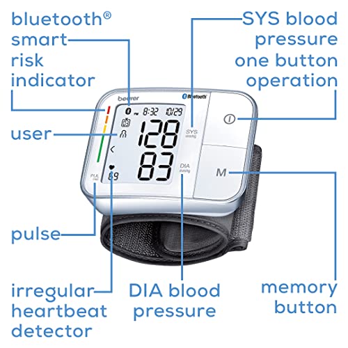 Beurer Bluetooth Smart, Wireless & Automatic Wrist Blood Pressure Monitor wit...