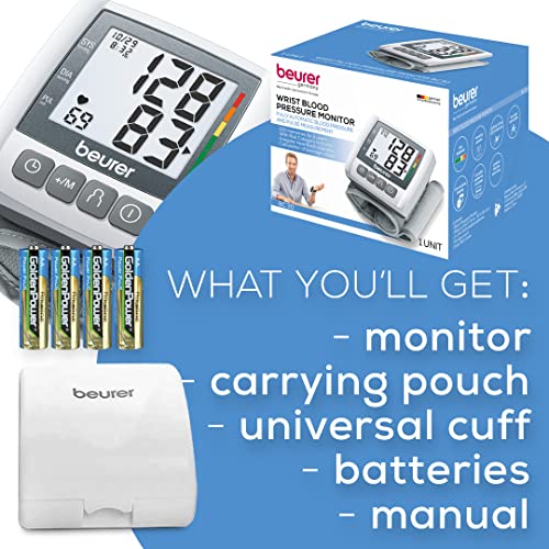 Beurer Wrist Blood Pressure Monitor, Automatic & Digital, 2X 60 Reading Memor...
