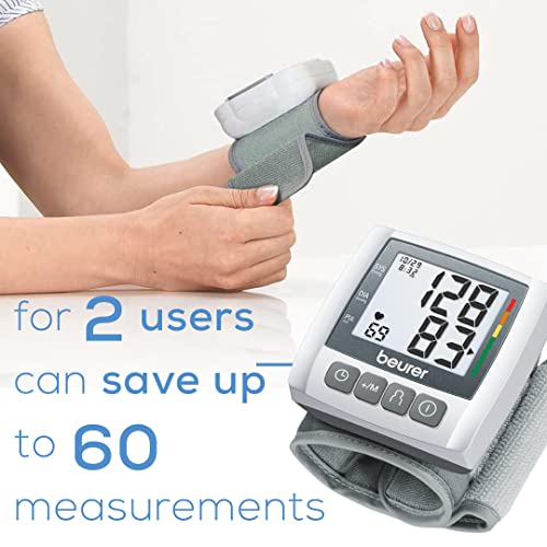 Beurer Wrist Blood Pressure Monitor, Automatic & Digital, 2X 60 Reading Memor...