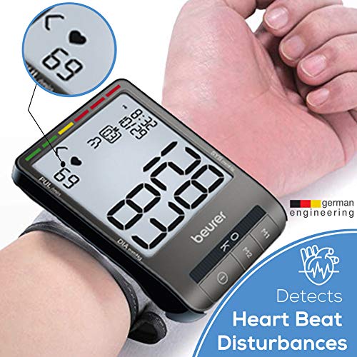 Beurer Wrist Blood Pressure Monitor with XL Display Stores 2x60 Reading Memor...
