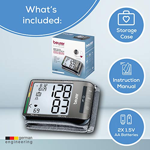 Beurer Wrist Blood Pressure Monitor with XL Display Stores 2x60 Reading Memor...