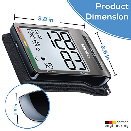 Beurer Wrist Blood Pressure Monitor with XL Display Stores 2x60 Reading Memor...