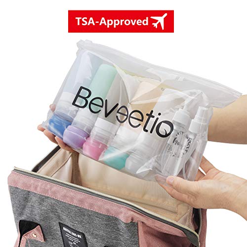 Beveetio Travel Bottles TSA Approved 15 Pack,2.9oz Silicone Refillable Size C...