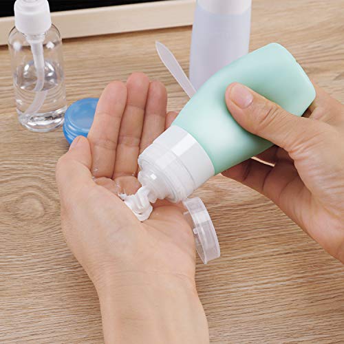 Beveetio Travel Bottles TSA Approved 15 Pack,2.9oz Silicone Refillable Size C...