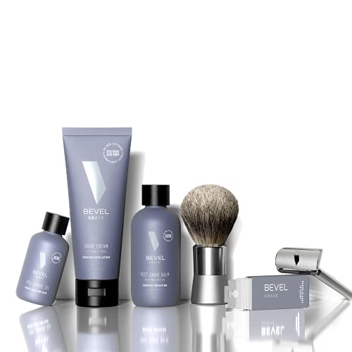 Shaving Kit for Men by Bevel - Starter Shave Kit, Includes Safety Razor, Shav...