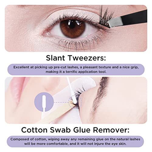 DIY Eyelash Extension kit,Clusters Lashes Extension with Cluster Lash Glue Na...