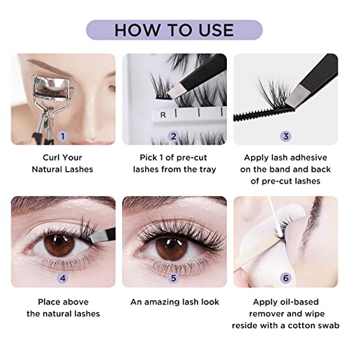 DIY Eyelash Extension kit,Clusters Lashes Extension with Cluster Lash Glue Na...