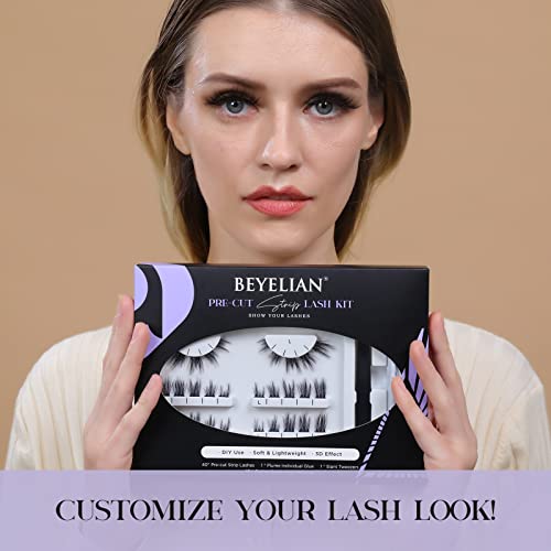 DIY Eyelash Extension kit,Clusters Lashes Extension with Cluster Lash Glue Na...