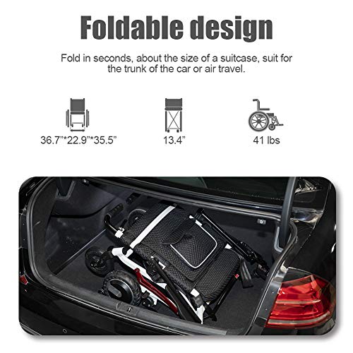 BEYOUR WALKER Electric Wheelchair, Super Lightweight Foldable Mobility Aid Po...