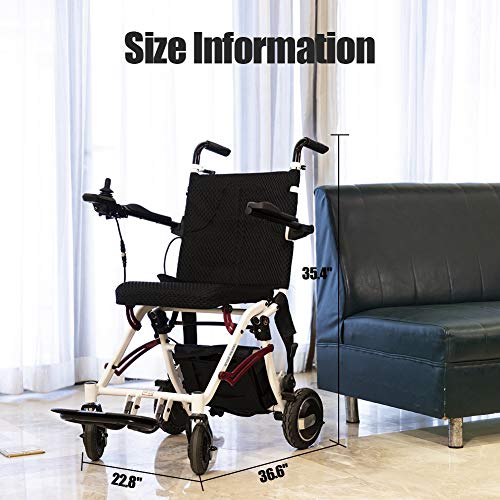 BEYOUR WALKER Electric Wheelchair, Super Lightweight Foldable Mobility Aid Po...