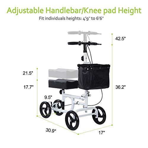 BEYOUR WALKER Folding Knee Walker for Foot Injuries with Dual Braking System ...