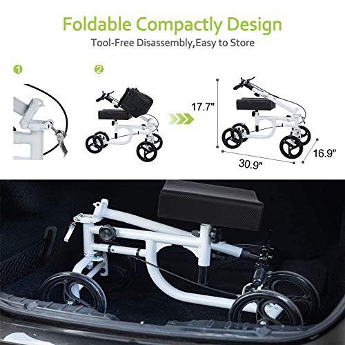 BEYOUR WALKER Folding Knee Walker for Foot Injuries with Dual Braking System ...