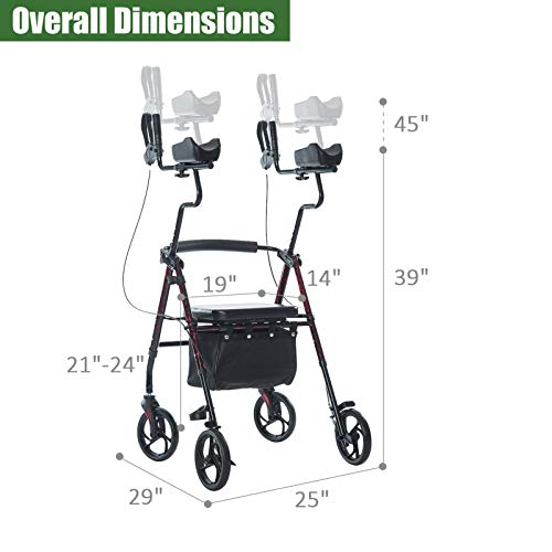 BEYOUR WALKER Upright Walker with Padded Seat & Backrest, Large Under-seat Ba...