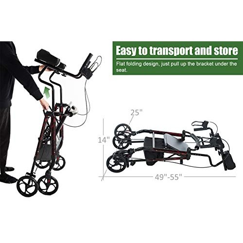 BEYOUR WALKER Upright Walker with Padded Seat & Backrest, Large Under-seat Ba...