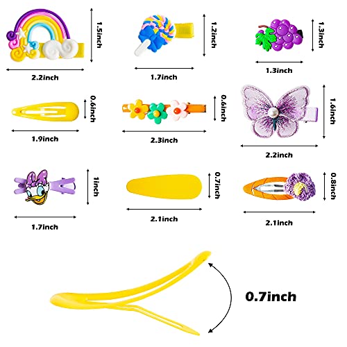 BeYumi 28 Pieces Hair Clips for Toddler Girls Colorful Rainbow Flower Fruit L...