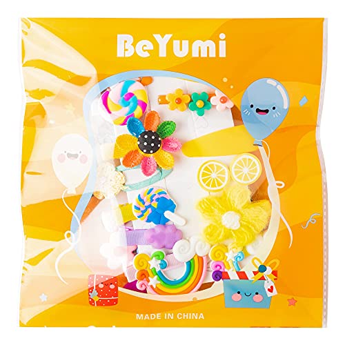 BeYumi 28 Pieces Hair Clips for Toddler Girls Colorful Rainbow Flower Fruit L...