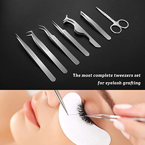 BEZOX Eyelash Extension Tweezers Kit - Professional False Eyelashes Applicato...