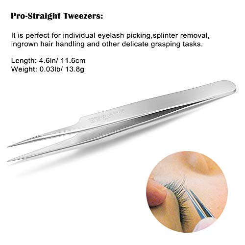 BEZOX Eyelash Extension Tweezers Kit - Professional False Eyelashes Applicato...