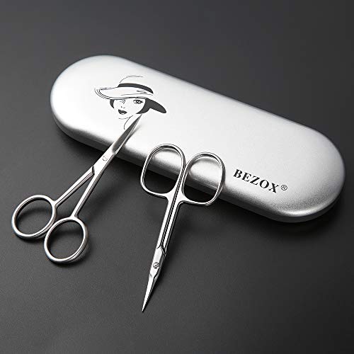 BEZOX Small Scissors 2 PCS Set - Nail Cuticle Scissors/ Manicure Scissors Kit...