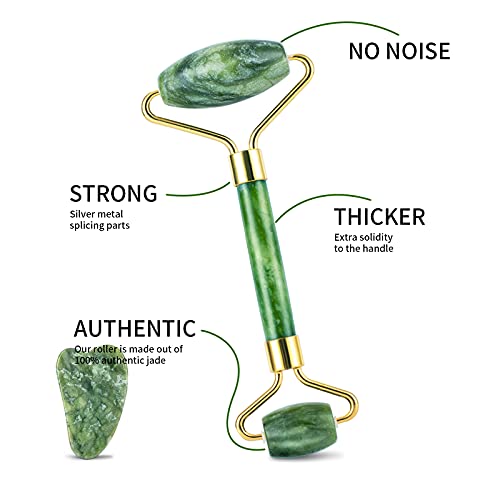 BFASU Facial Roller Set of 3, Ice Roller, Two-sided Jade Roller and Gua Sha M...