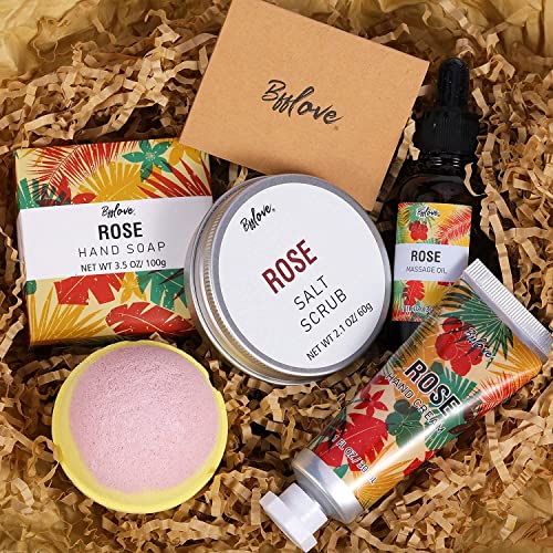 Spa Gifts for Women, Gift Sets for Her with Rose Bath Gift Box, 5 pc Spa Bath...