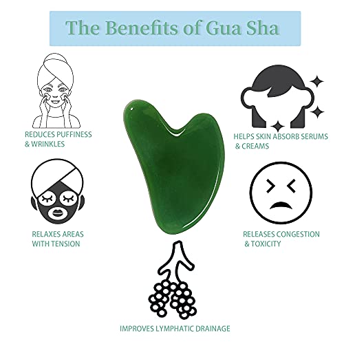 BFS-Dream Gua Sha Tool Nature Jade Gua Sha Stone Massage for Back, Arm, Neck ...