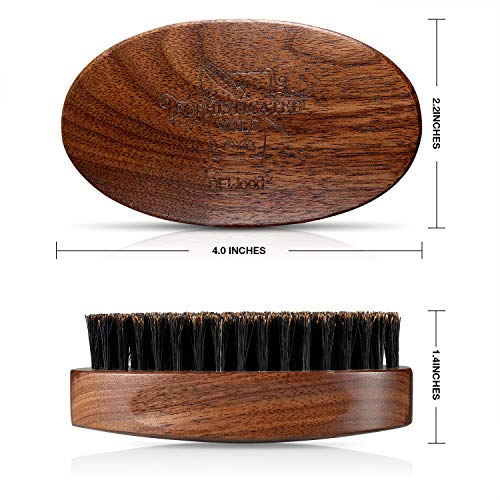 BFWood Boar Bristle Beard Brush - Black Wood Walnut Military Style