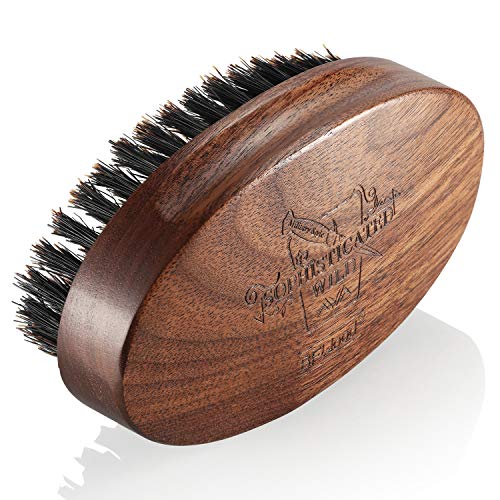 BFWood Boar Bristle Beard Brush - Black Wood Walnut Military Style