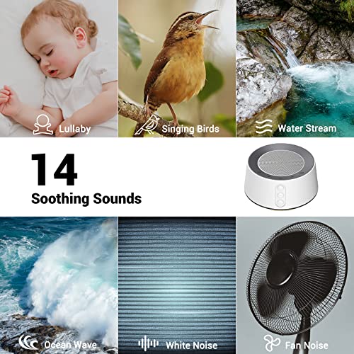 BGOVERSS White Noise Machine with 14 Soothing Sounds and Warm Night Light for...