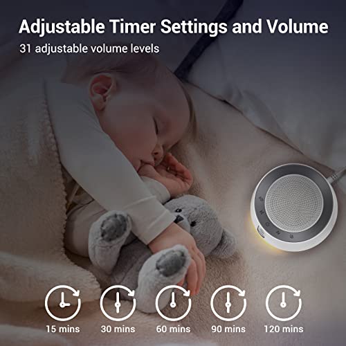 BGOVERSS White Noise Machine with 14 Soothing Sounds and Warm Night Light for...