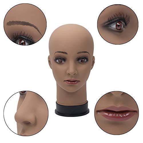BHD BEAUTY Bald Mannequin Head Brown Female Professional Cosmetology for Wig ...
