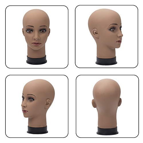 BHD BEAUTY Bald Mannequin Head Brown Female Professional Cosmetology for Wig ...
