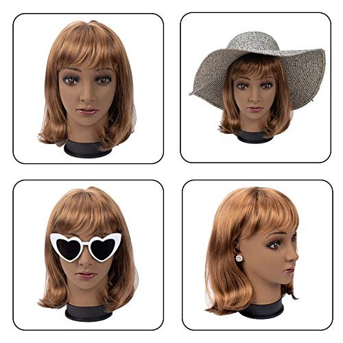 BHD BEAUTY Bald Mannequin Head Brown Female Professional Cosmetology for Wig ...
