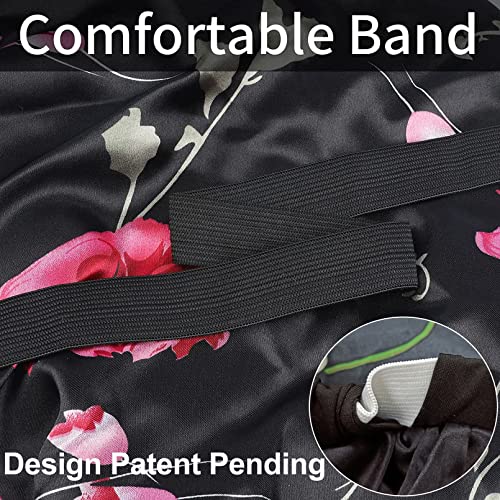 4Pcs Large Satin Bonnet,Silk Bonnet With Wide Elastic Band,Hair Bonnet for Cu...