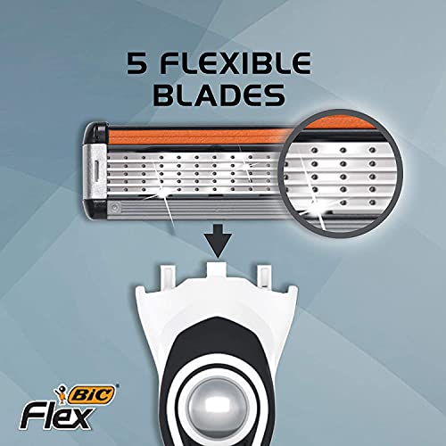 BIC Flex 5 Hybrid Disposable Razors for Men, Sensitive Skin Razor For a Smoot...