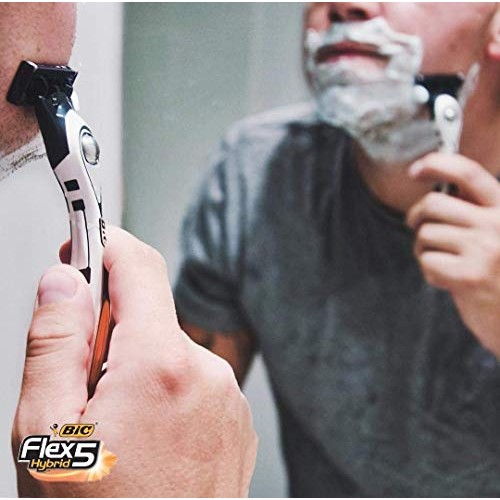 BIC Flex 5 Hybrid Disposable Razors for Men, Sensitive Skin Razor For a Smoot...
