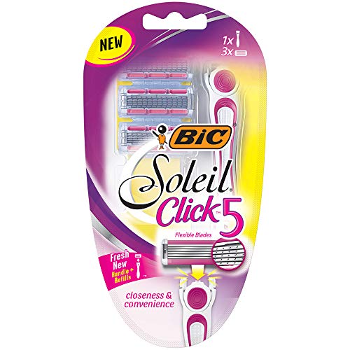 BIC Soleil Click 5 Women's 5-Blade Disposable Razor, 1 Handle and 3 Cartridges