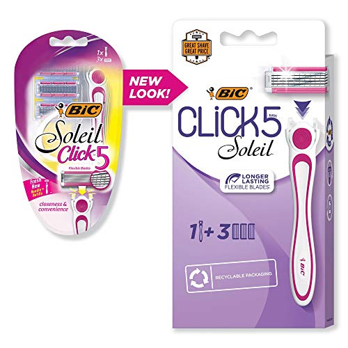 BIC Soleil Click 5 Women's 5-Blade Disposable Razor, 1 Handle and 3 Cartridges
