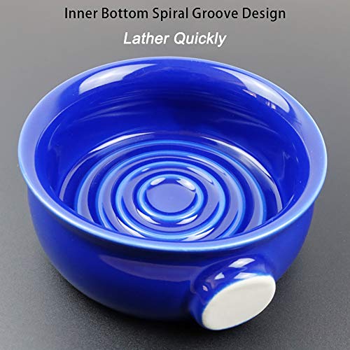 Bicrops Ceramic Shaving Soap Bowl For Men, Non-slip Handle, Wide Mouth, Large...