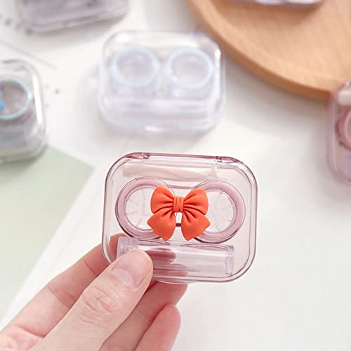 Cute Bowknot Contact Lens Case with Tweezers, Remover Stick, Bottle, Lens Hol...