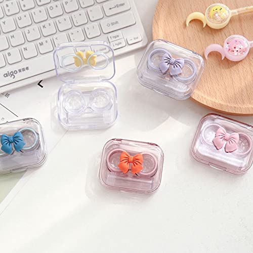 Cute Bowknot Contact Lens Case with Tweezers, Remover Stick, Bottle, Lens Hol...