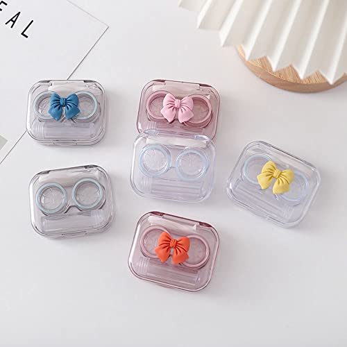 Cute Bowknot Contact Lens Case with Tweezers, Remover Stick, Bottle, Lens Hol...
