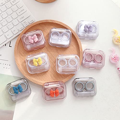 Cute Bowknot Contact Lens Case with Tweezers, Remover Stick, Bottle, Lens Hol...