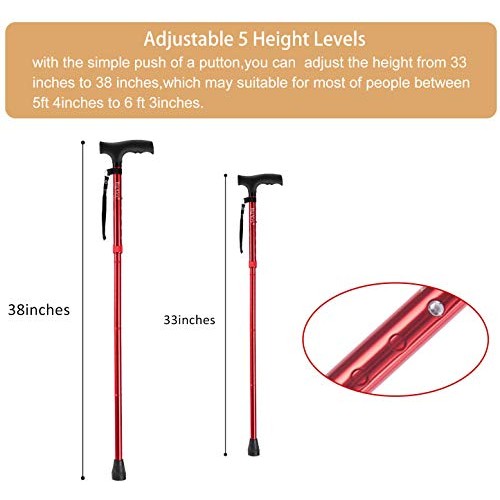 BigAlex Folding Cane,Adjustable Collapsible Cane,Foldable Walking Cane for Me...