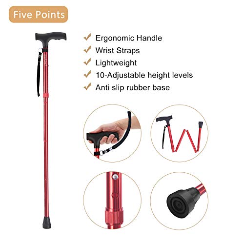 BigAlex Folding Cane,Adjustable Collapsible Cane,Foldable Walking Cane for Me...