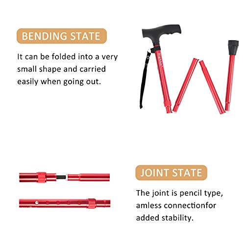 BigAlex Folding Cane,Adjustable Collapsible Cane,Foldable Walking Cane for Me...