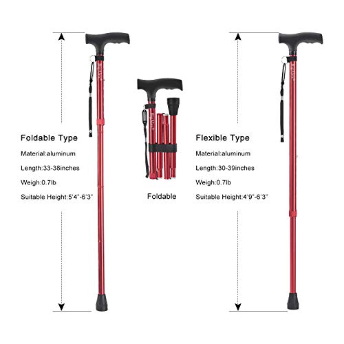 BigAlex Folding Cane,Adjustable Collapsible Cane,Foldable Walking Cane for Me...