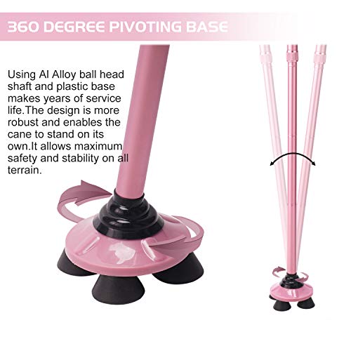 BigAlex Folding Walking Cane Adjustable & Portable Walking Stick,Pivoting Qua...