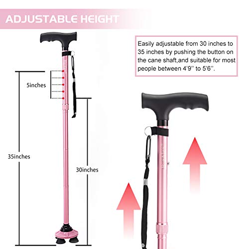 BigAlex Folding Walking Cane Adjustable & Portable Walking Stick,Pivoting Qua...